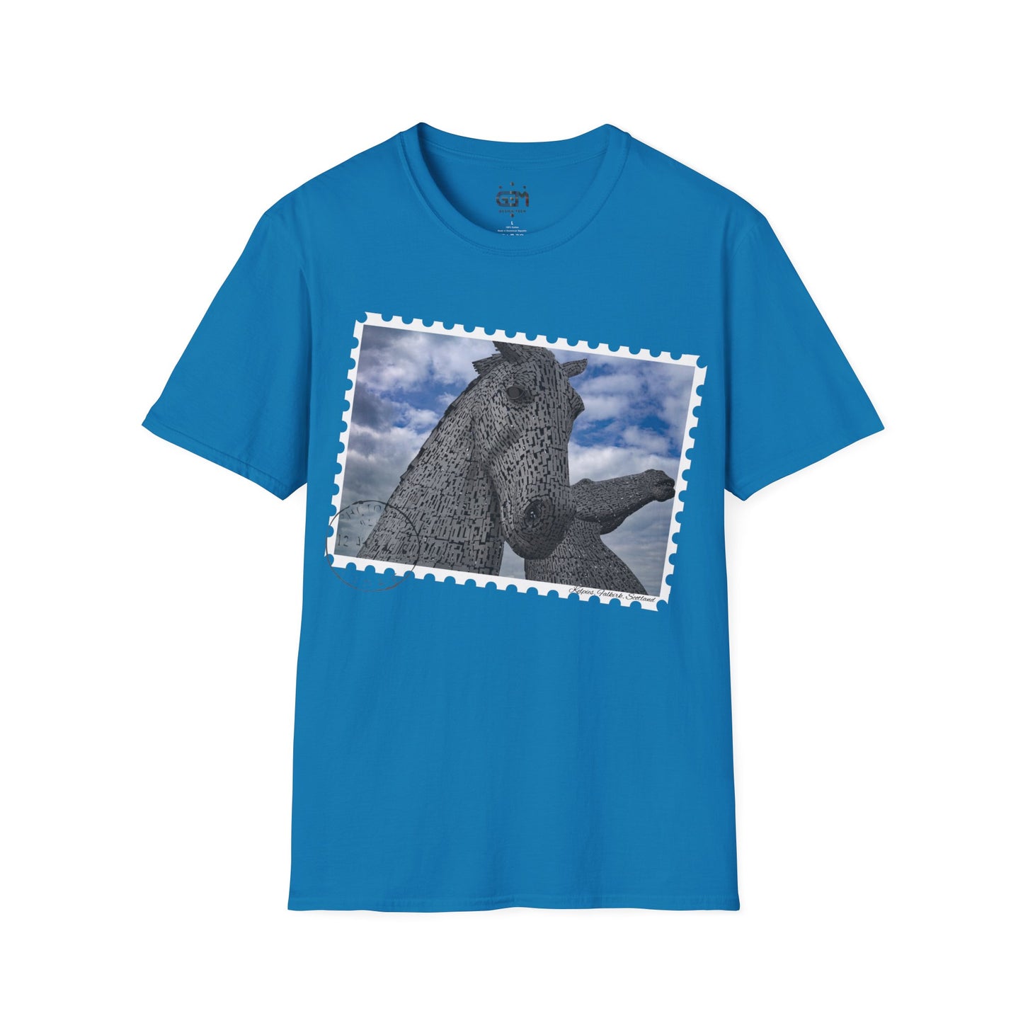 تي شيرت Postcard Kelpies Photo Softstyle، تي شيرت للجنسين، قميص اسكتلندا، ألوان مختلفة