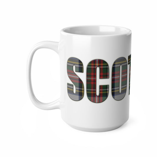 Tasse tartan écossaise – Robe Stewart, tasse à café, tasse à thé, Écosse, blanc