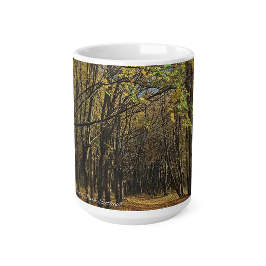 Automne en Écosse Photo Mug, Tasse à café, Tasse à thé, Art écossais, Parcs écossais, Strathclyde Country Park, Nature, Blanc