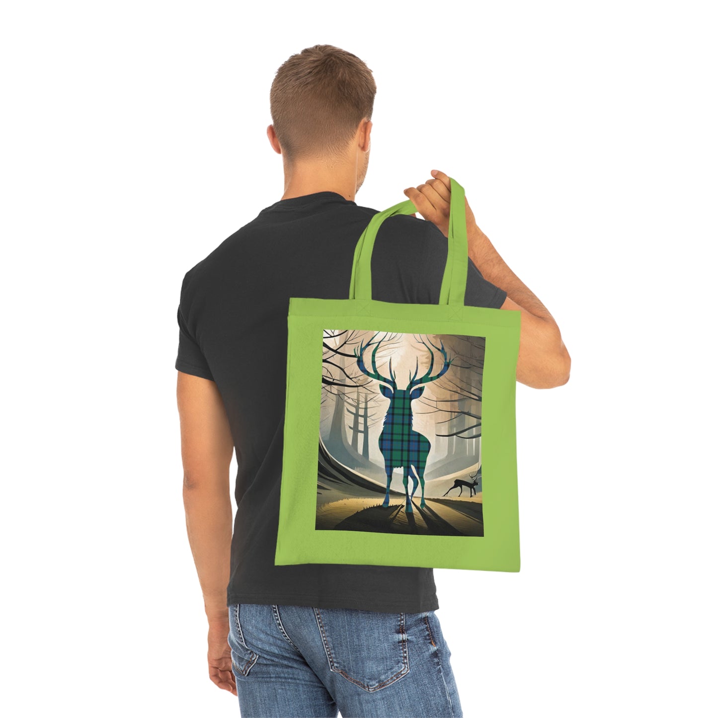 Sac fourre-tout en coton réversible en tartan écossais - Fleur d'Écosse Tartan