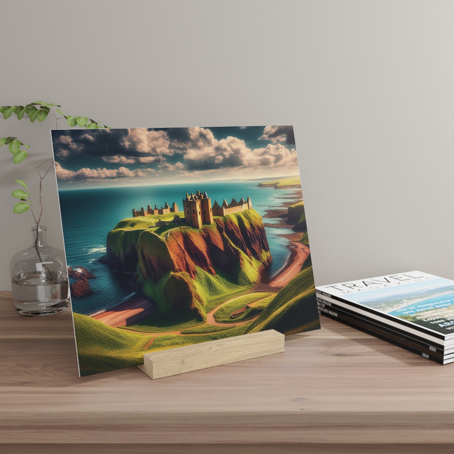 Scenic Collection Gallery Stand Dunnottar Castle, Oak Picture Stand, Scotland Art, Scenery, Landmarks, Various Sizes