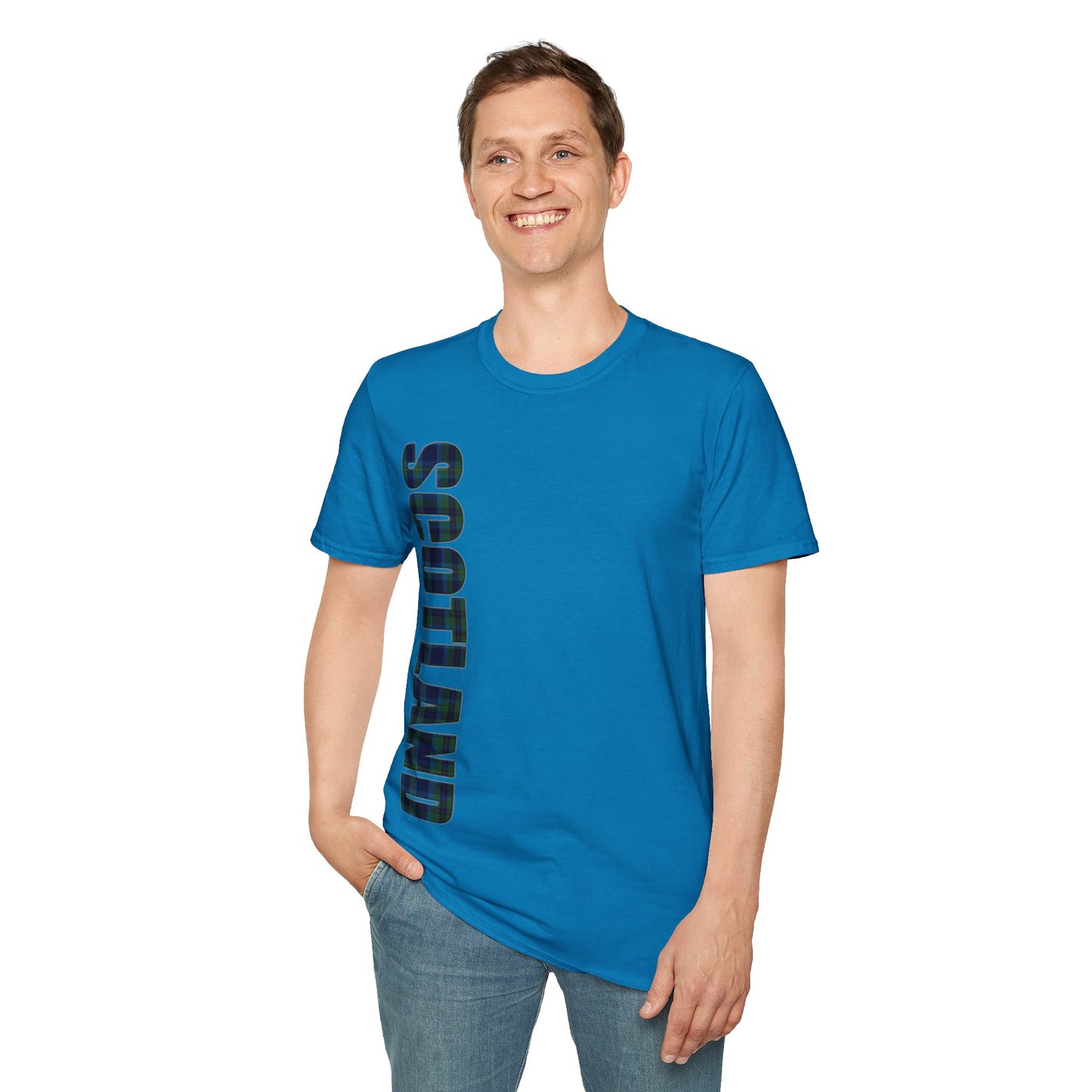 Scotland Lettering Miller Tartan Softstyle T-Shirt, Unisex Tee, Various Colours
