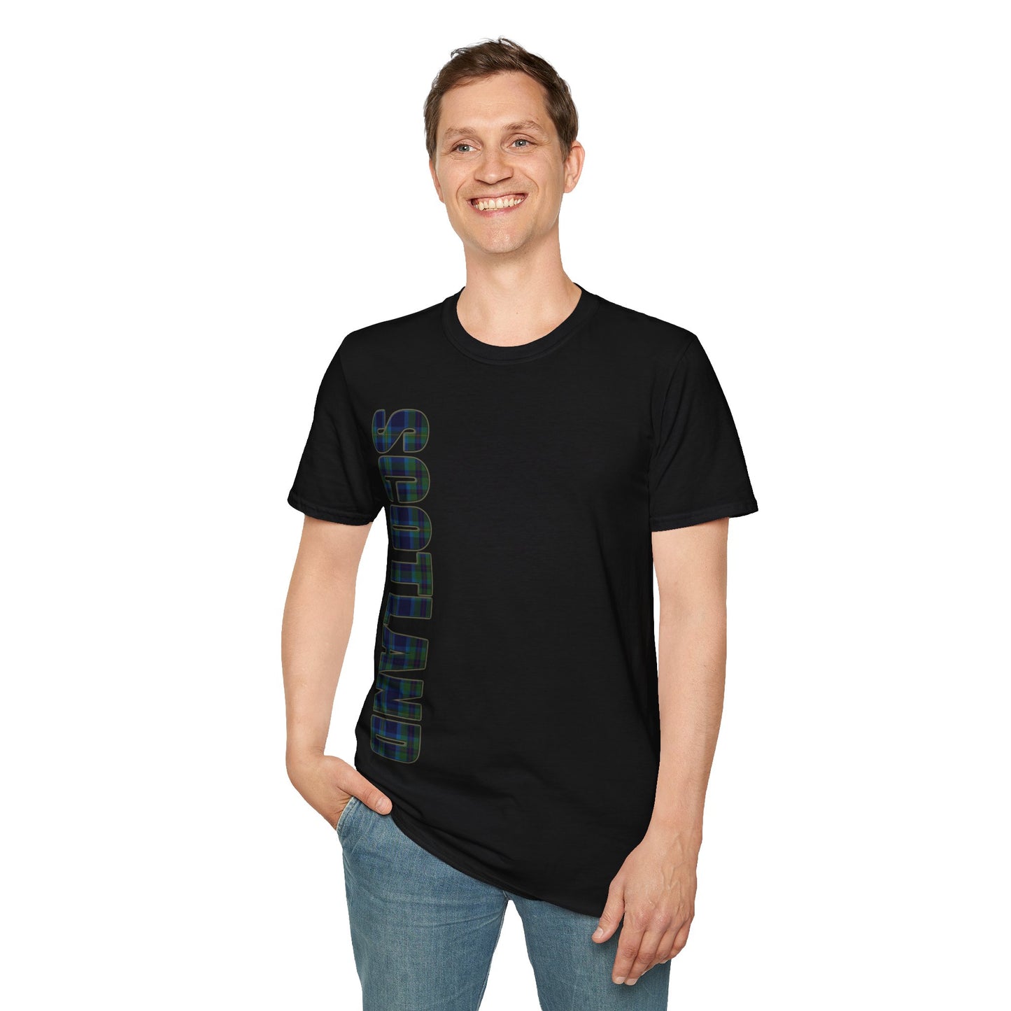 Scotland Lettering Miller Tartan Softstyle T-Shirt, Unisex Tee, Various Colours
