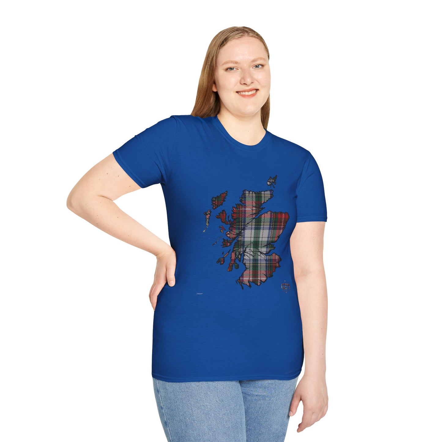 Tartan Scotland Map Softstyle Unisex T-Shirt - Stewart Tartan Tee