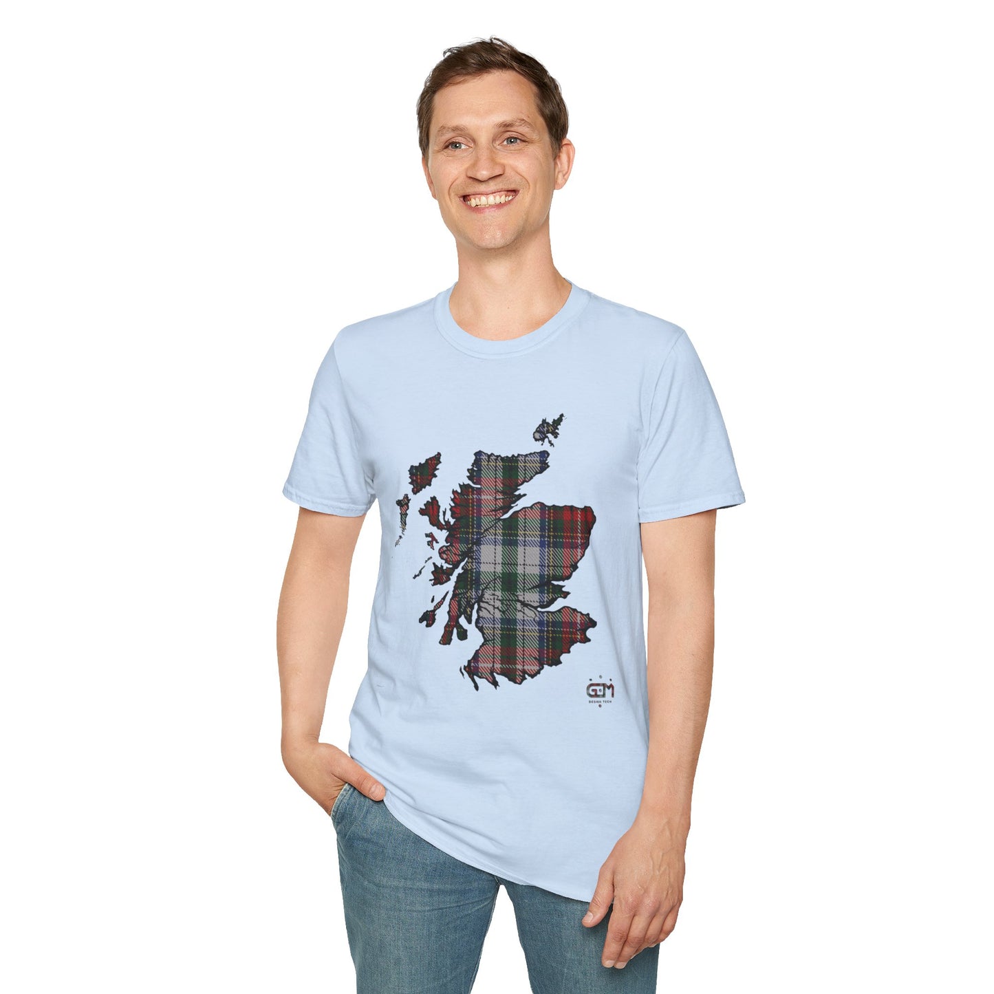 Tartan Scotland Map Softstyle Unisex T-Shirt - Stewart Tartan Tee