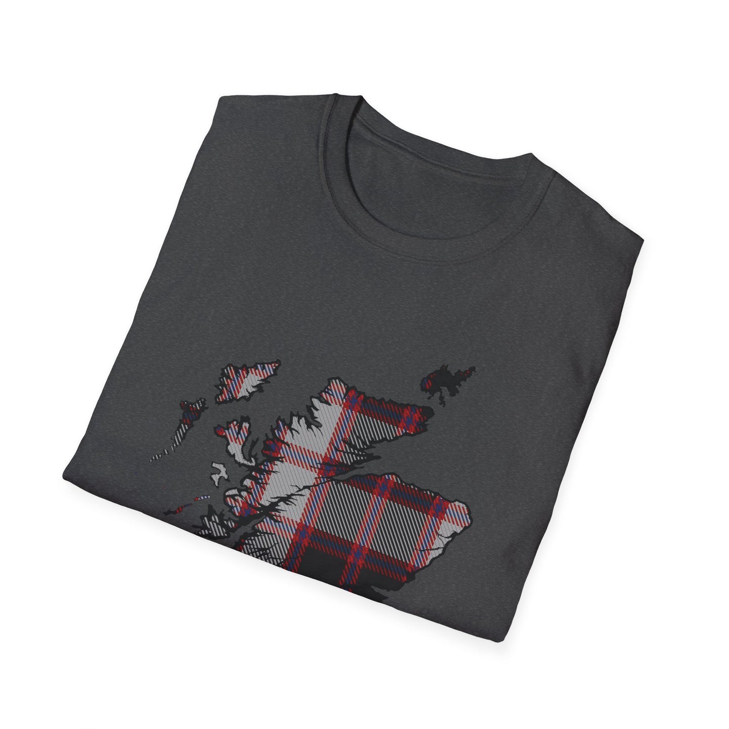 Tartan Scotland Map Softstyle Unisex T-Shirt - MacPherson Tartan Tee