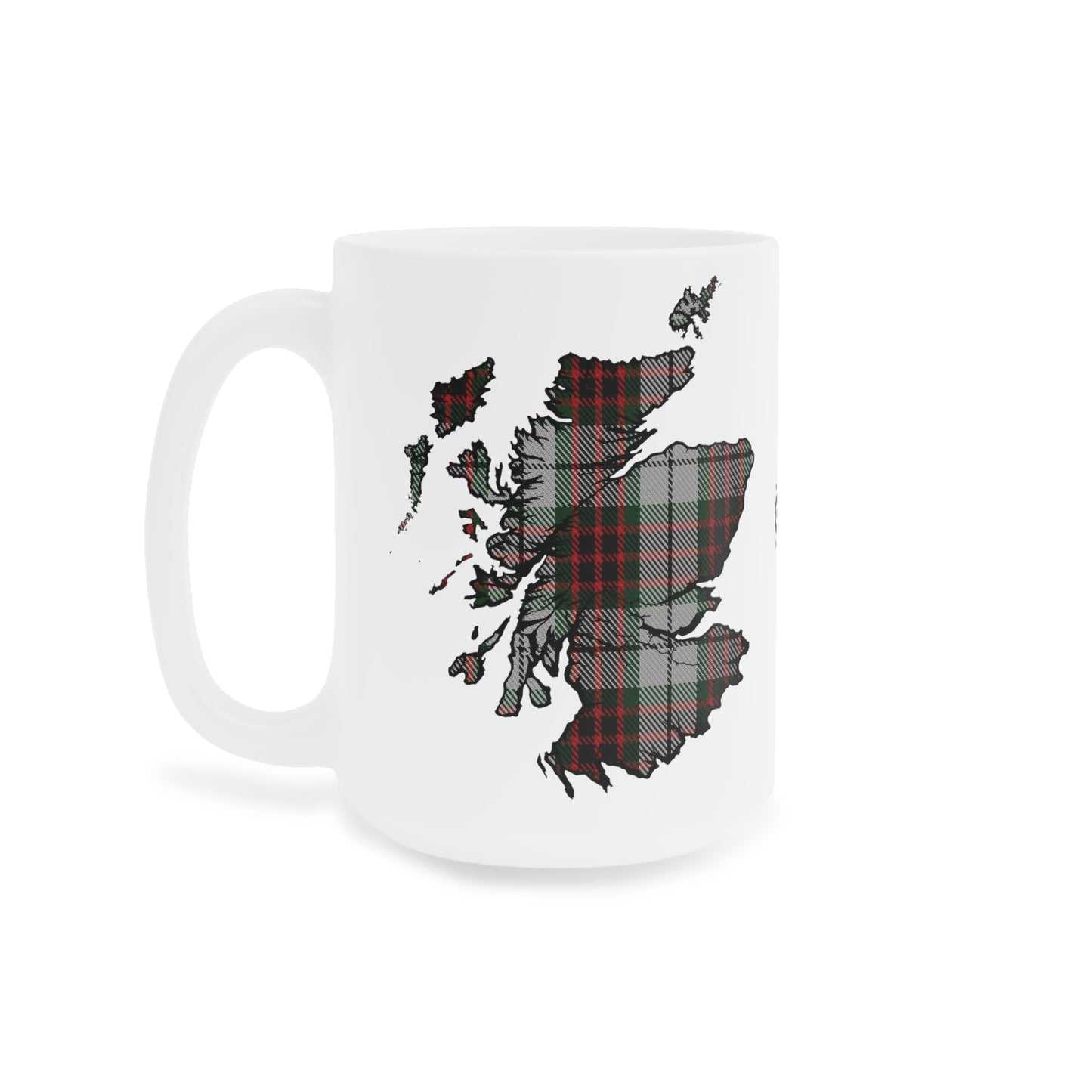 Scotland Tartan Map Mug - Fraser Tartan, Various Sizes