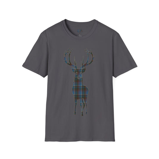 Tartan Stag Softstyle T-Shirt - Anderson Old Tartan, Tee unisexe, Paysage écossais, Différentes couleurs