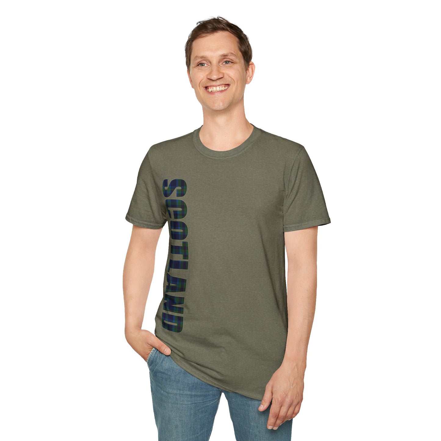 Scotland Lettering Miller Tartan Softstyle T-Shirt, Unisex Tee, Various Colours