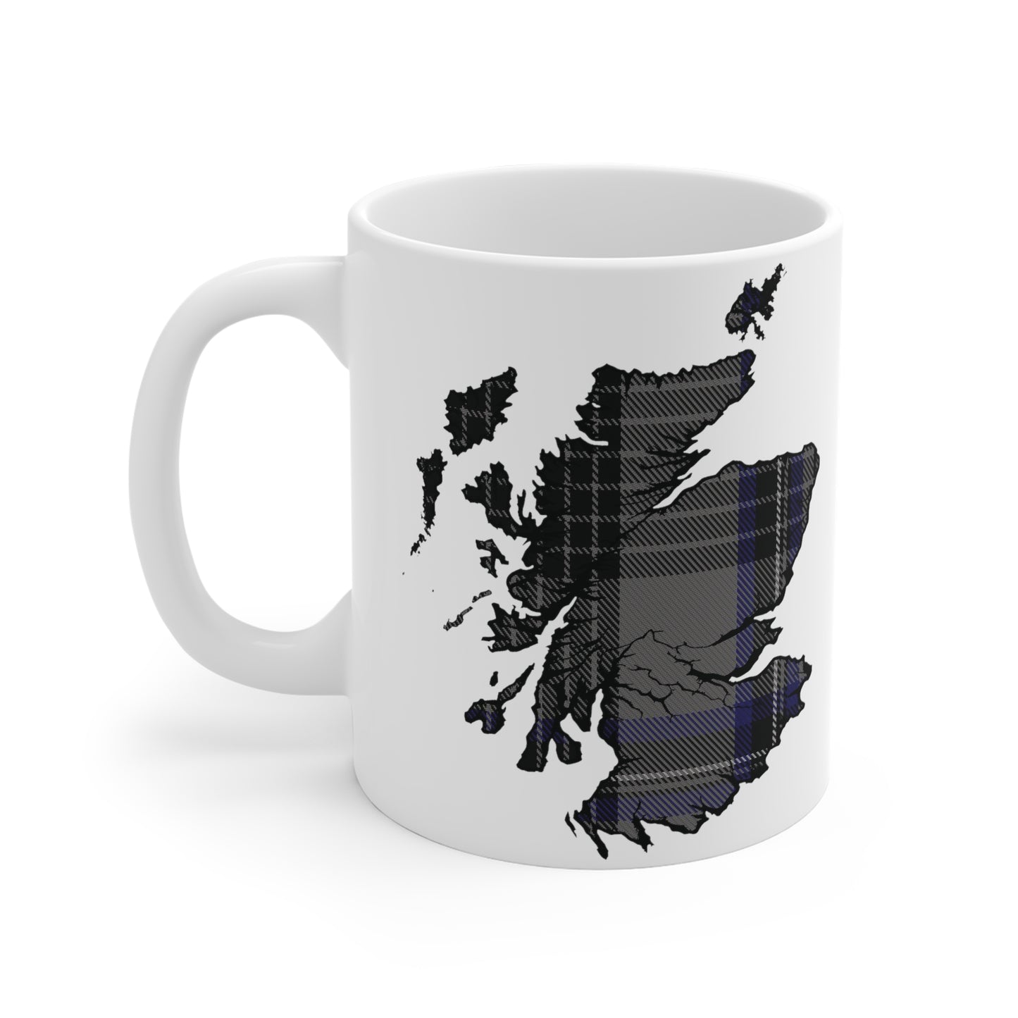 Scotland Tartan Map Mug - Hood Tartan, Various Sizes