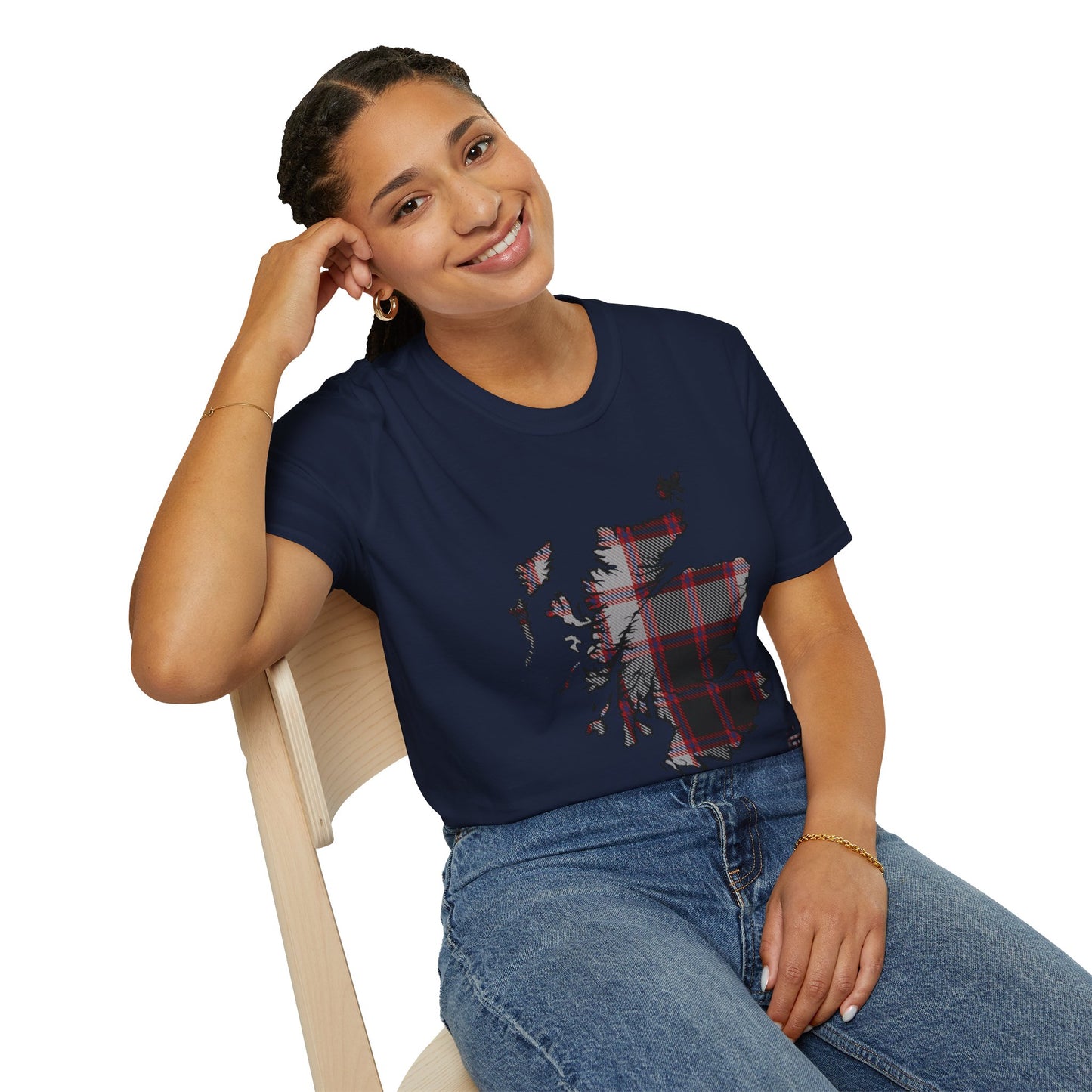 Tartan Scotland Map Softstyle Unisex T-Shirt - MacPherson Tartan Tee