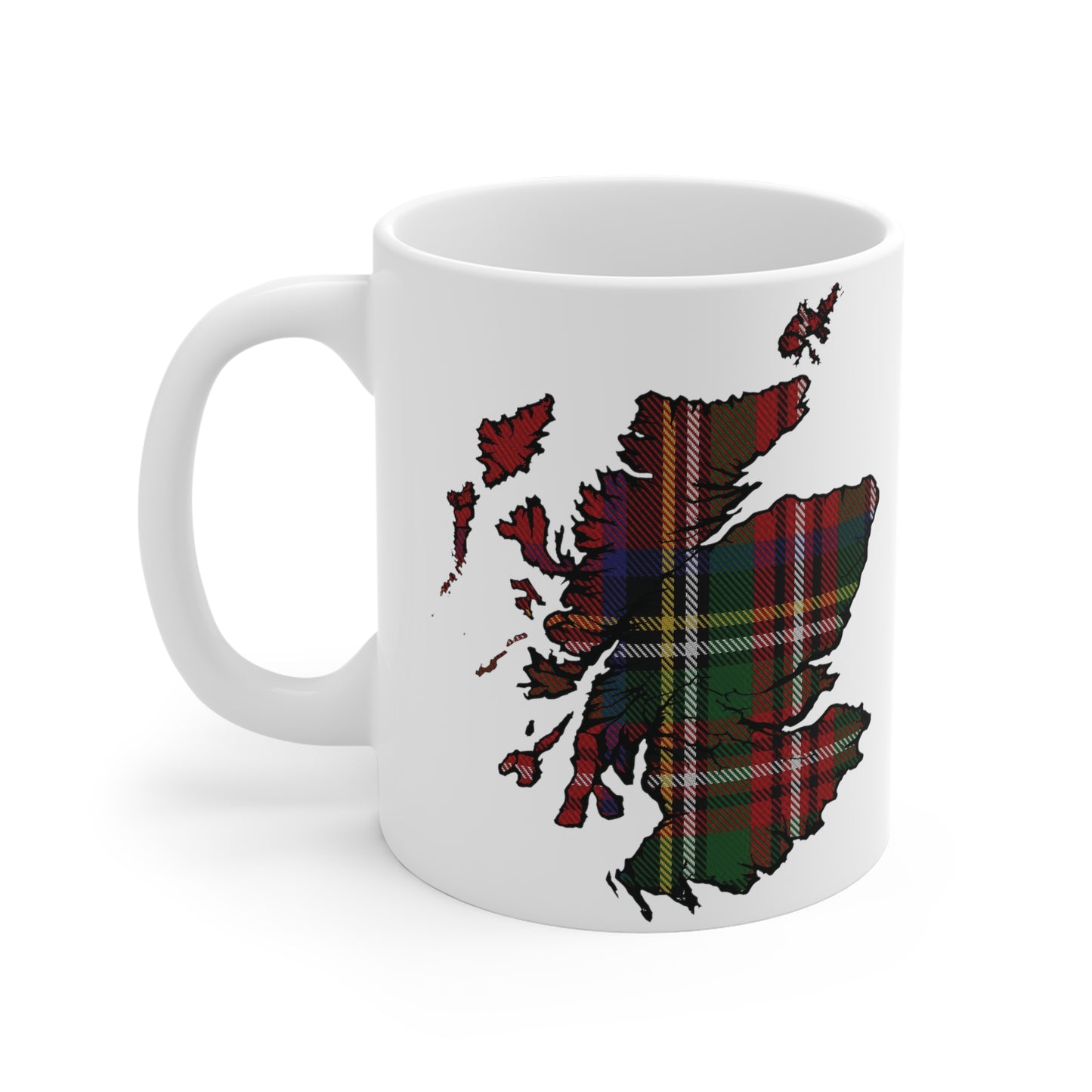 Scotland Tartan Map Mug - Stewart Royal Tartan, Various Sizes
