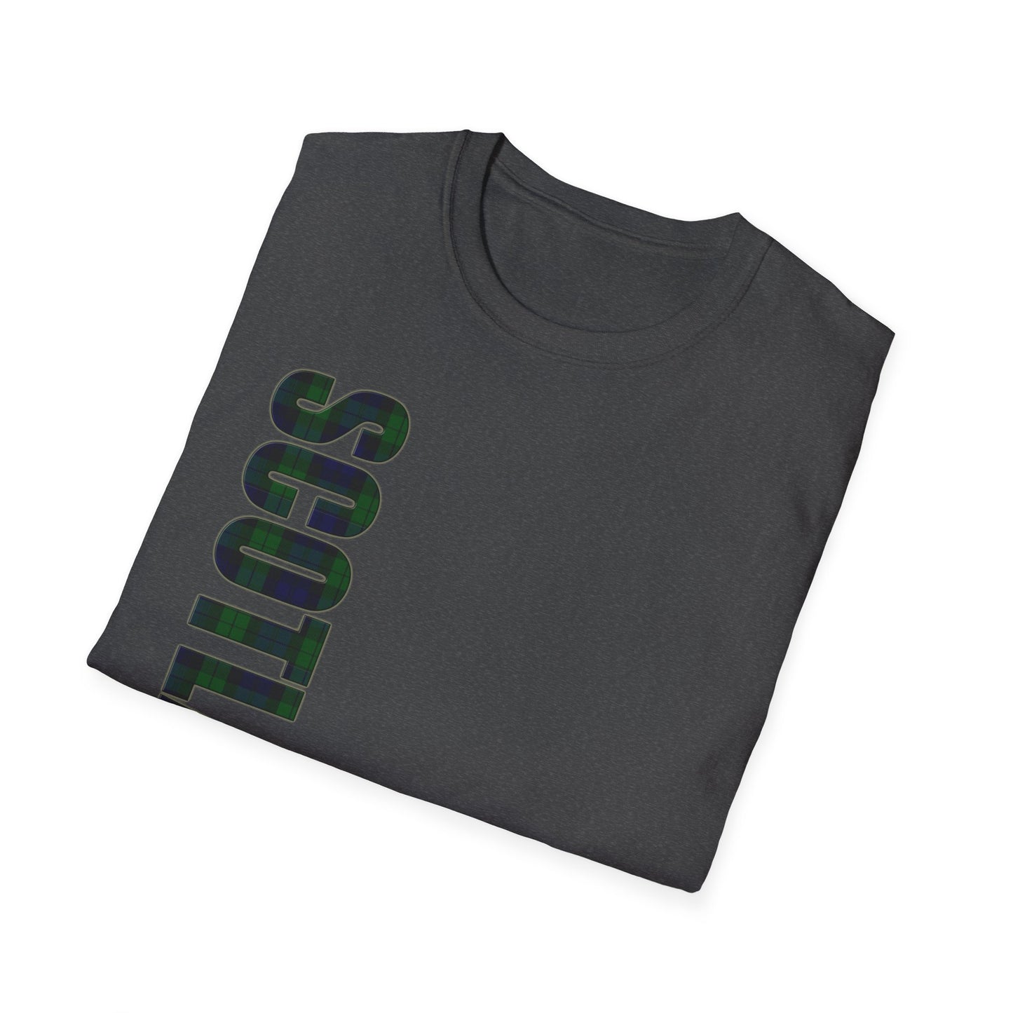 Tartan Scotland Lettrage Softstyle T-shirt unisexe, Black Watch Tartan Tee