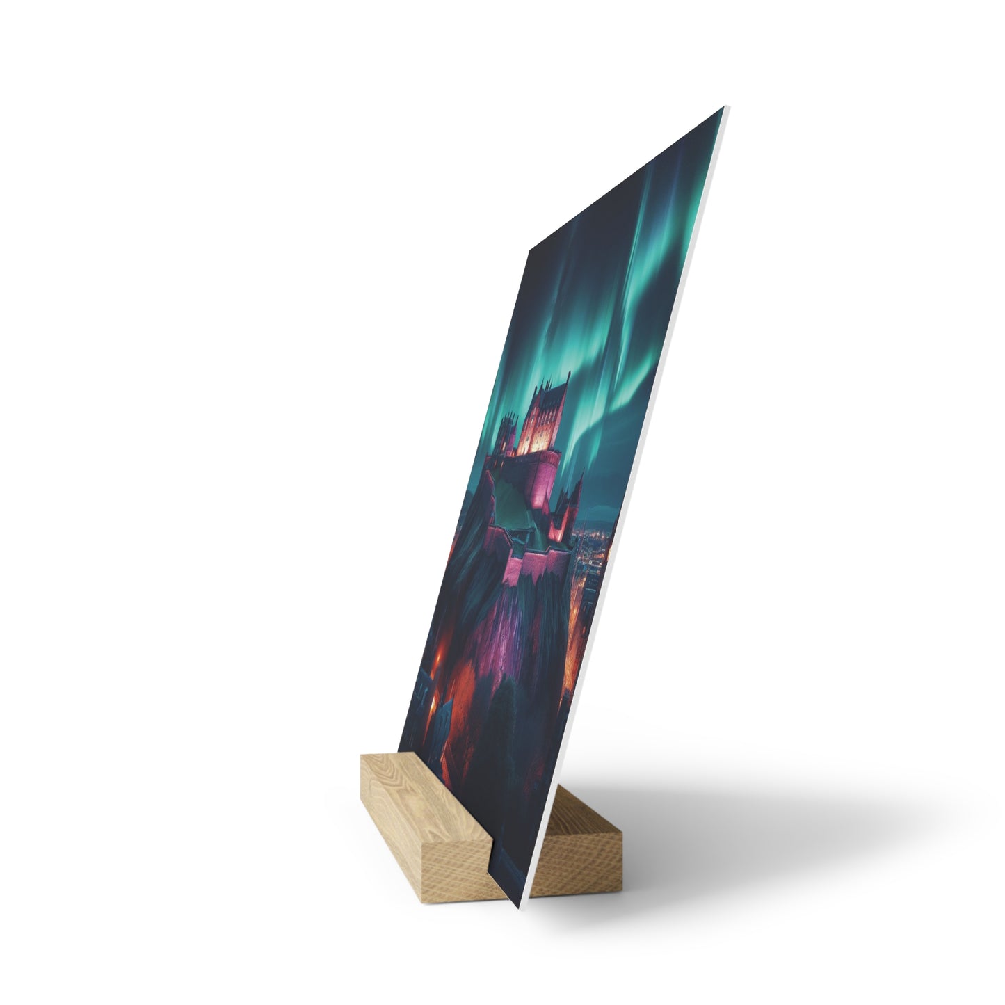 Edinburgh Castle Northern Lights Gallery Stand, Oak Picture Stand, Scotland Art, Scenery, Landmarks, Various Sizes