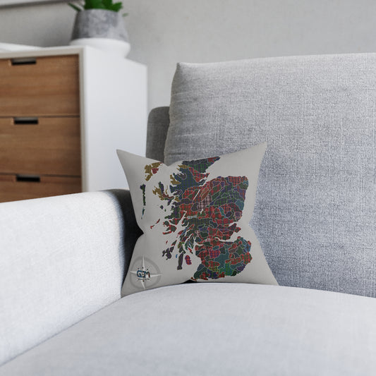 Coussin Carré Réversible : Carte Écossaise des Clans Tartan, Différentes Tailles