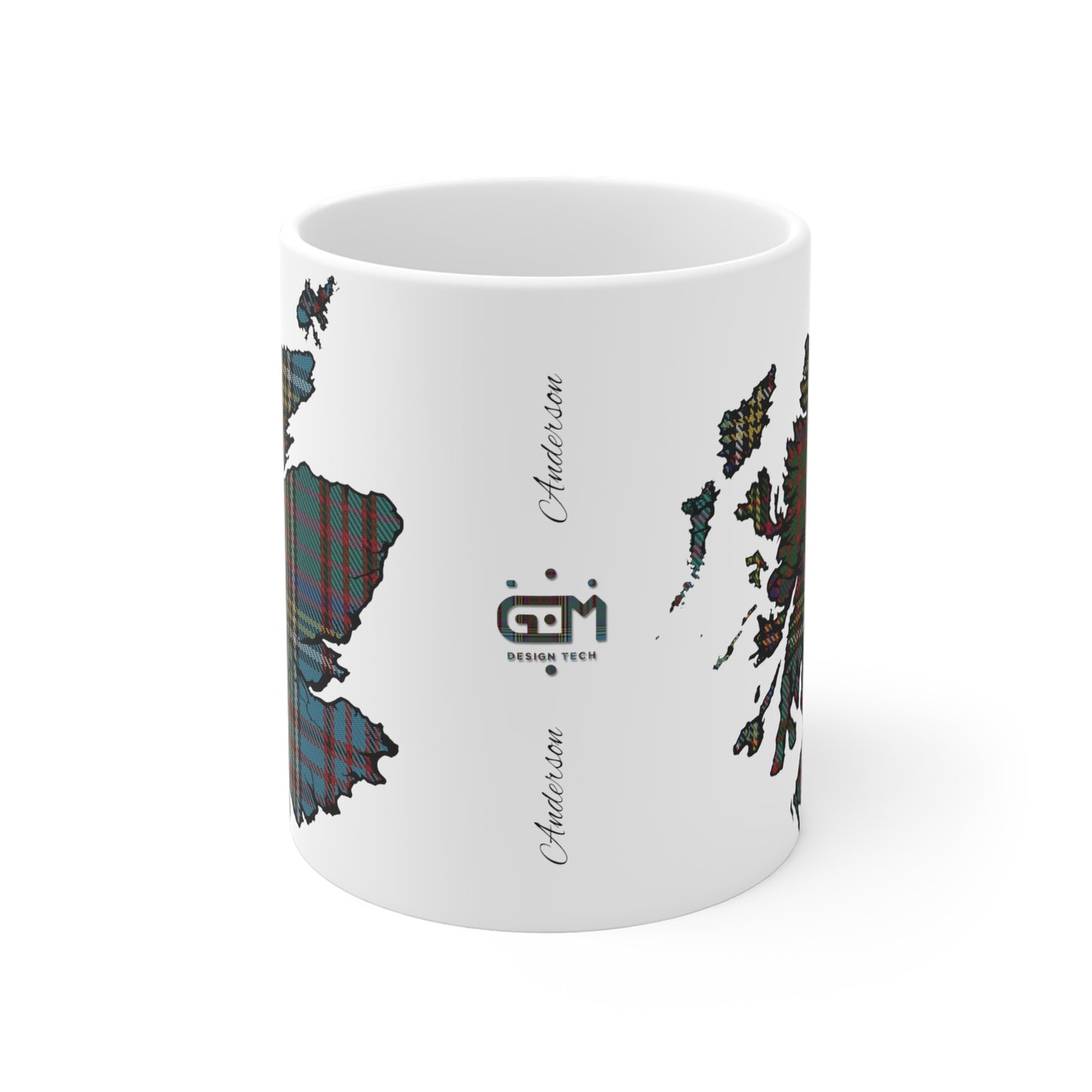 Scotland Tartan Map Mug - Anderson Tartan, Various Sizes
