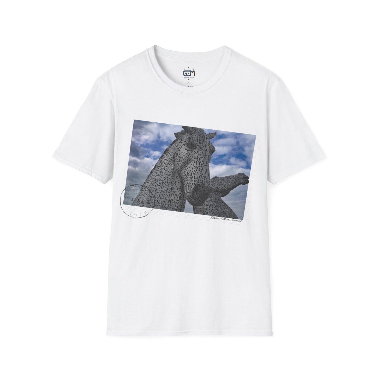 تي شيرت Postcard Kelpies Photo Softstyle، تي شيرت للجنسين، قميص اسكتلندا، ألوان مختلفة