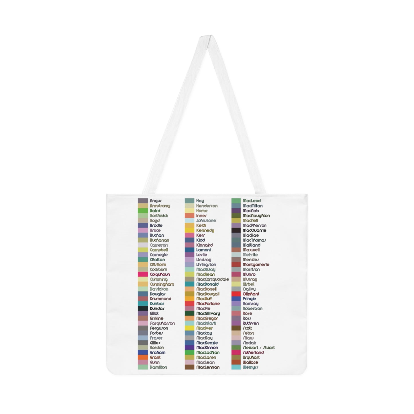 Sac fourre-tout à bandoulière avec carte des clans d'Écosse, blanc