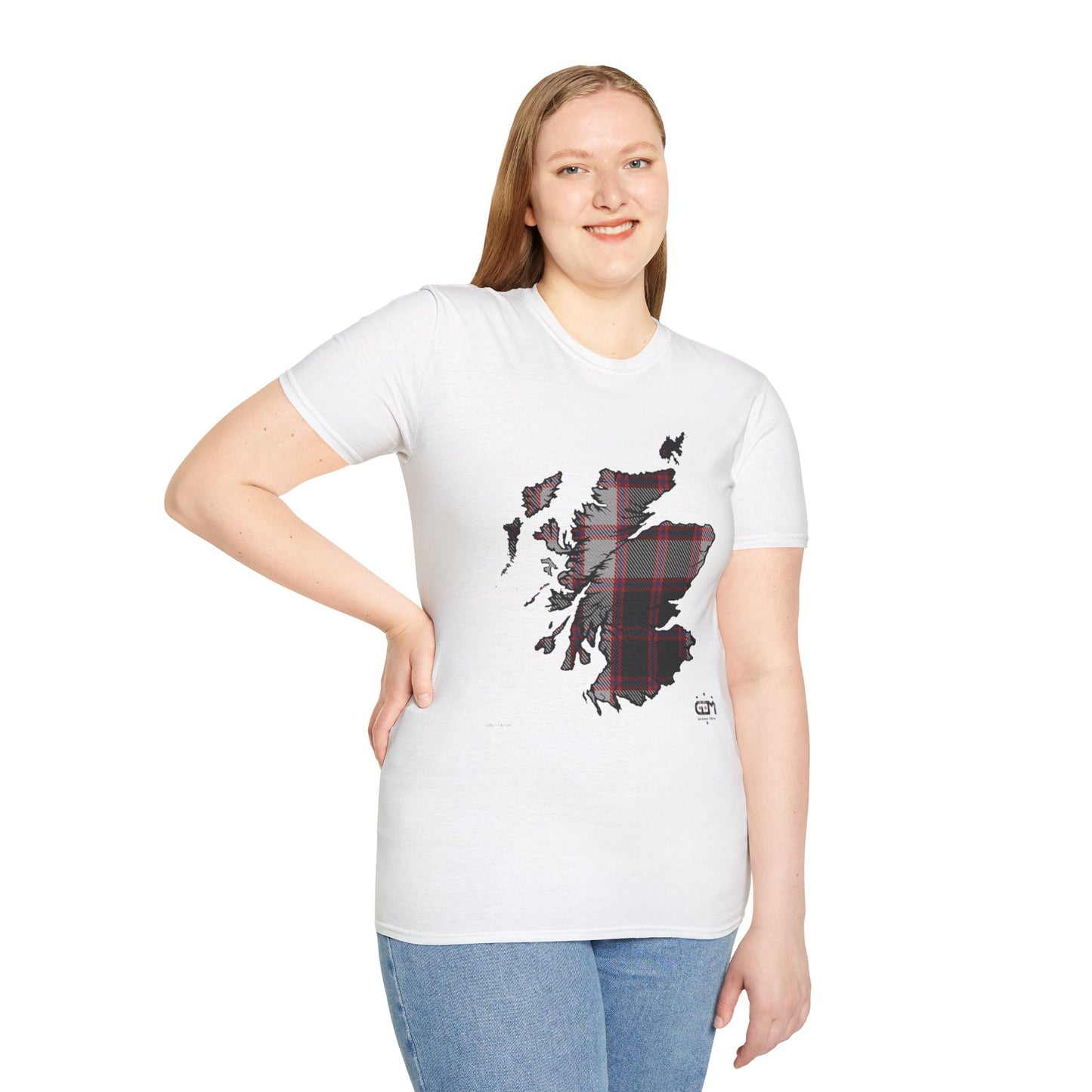 Tartan Scotland Map Softstyle Unisex T-Shirt - MacPherson Tartan Tee