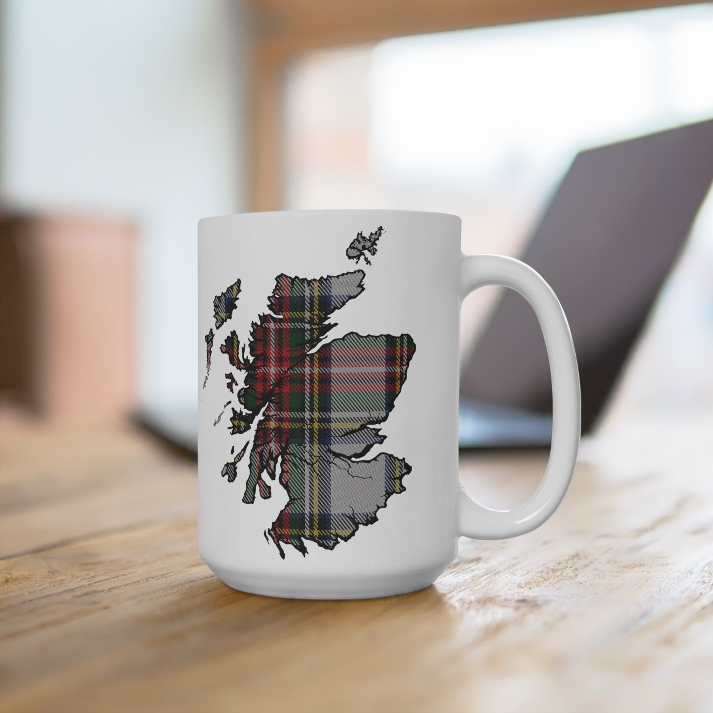 Scotland Tartan Map Mug - Stewart Dress Tartan, Various Sizes