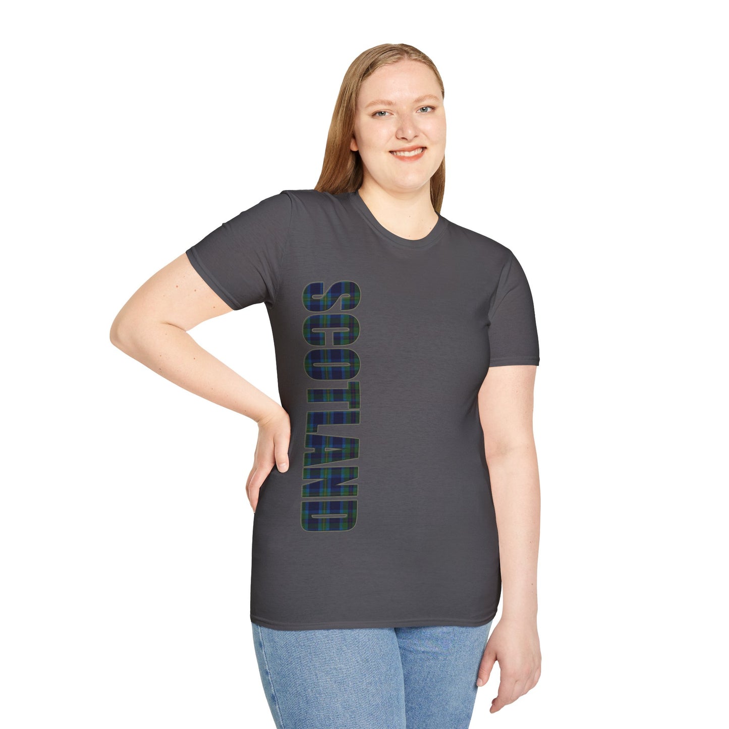 Scotland Lettering Miller Tartan Softstyle T-Shirt, Unisex Tee, Various Colours
