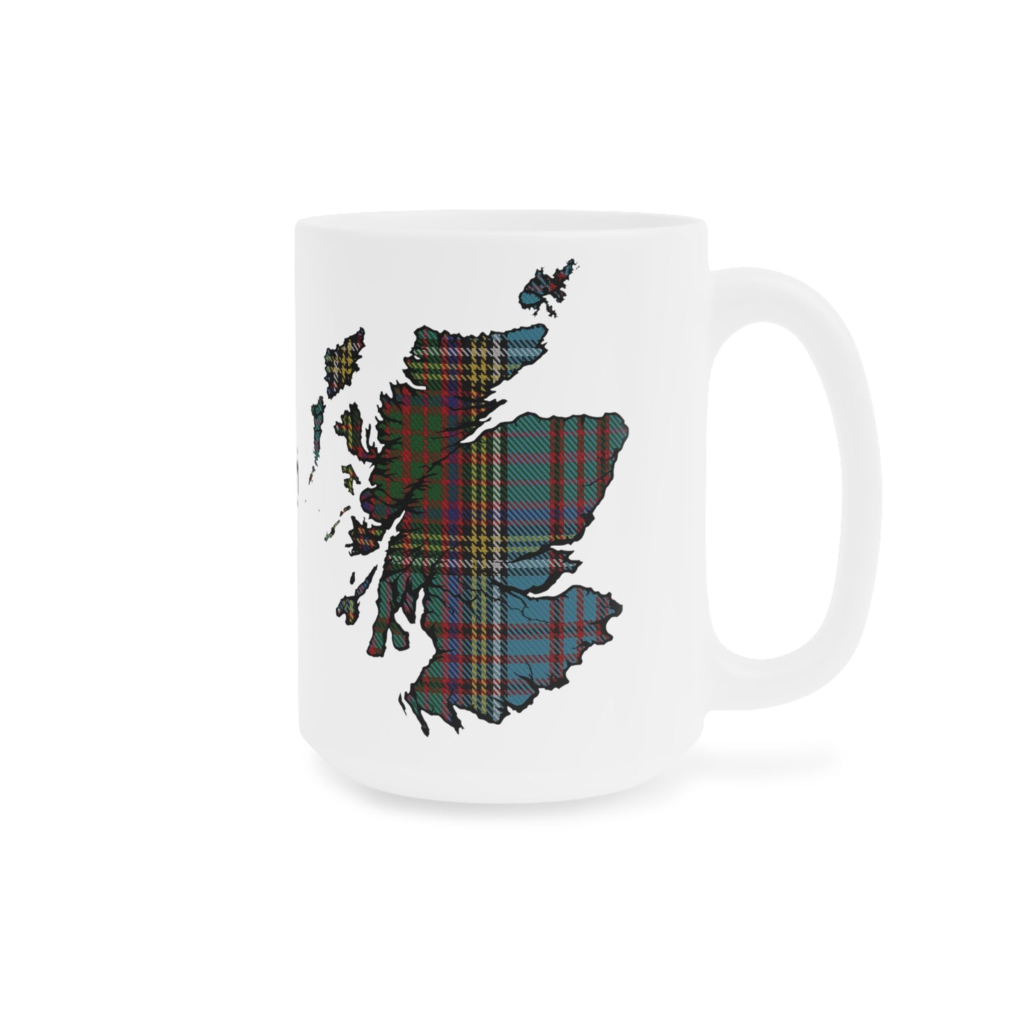 Scotland Tartan Map Mug - Anderson Tartan, Various Sizes