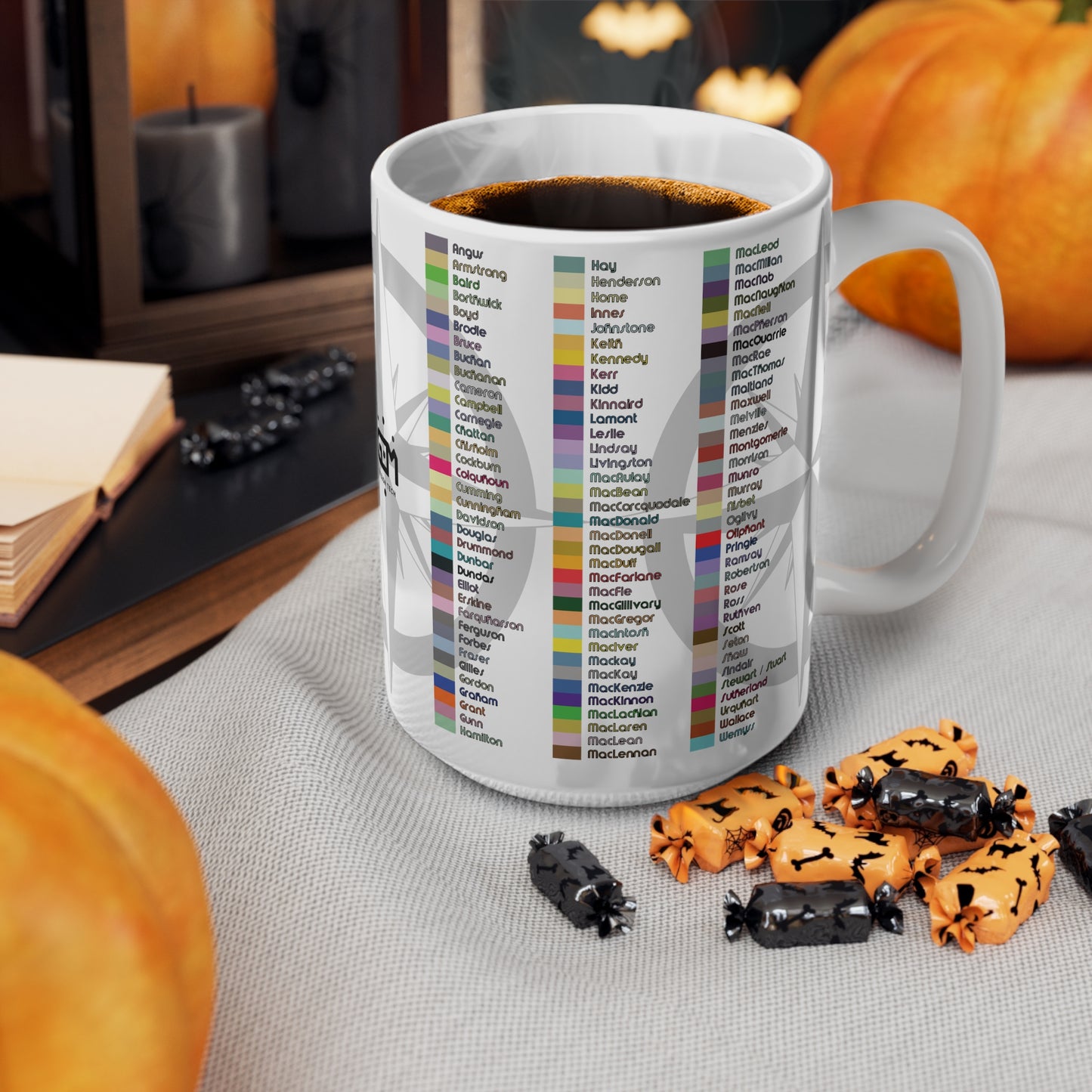 كوب فني لخريطة اسكتلندا للعشائر، كوب قهوة، كوب شاي، أبيض