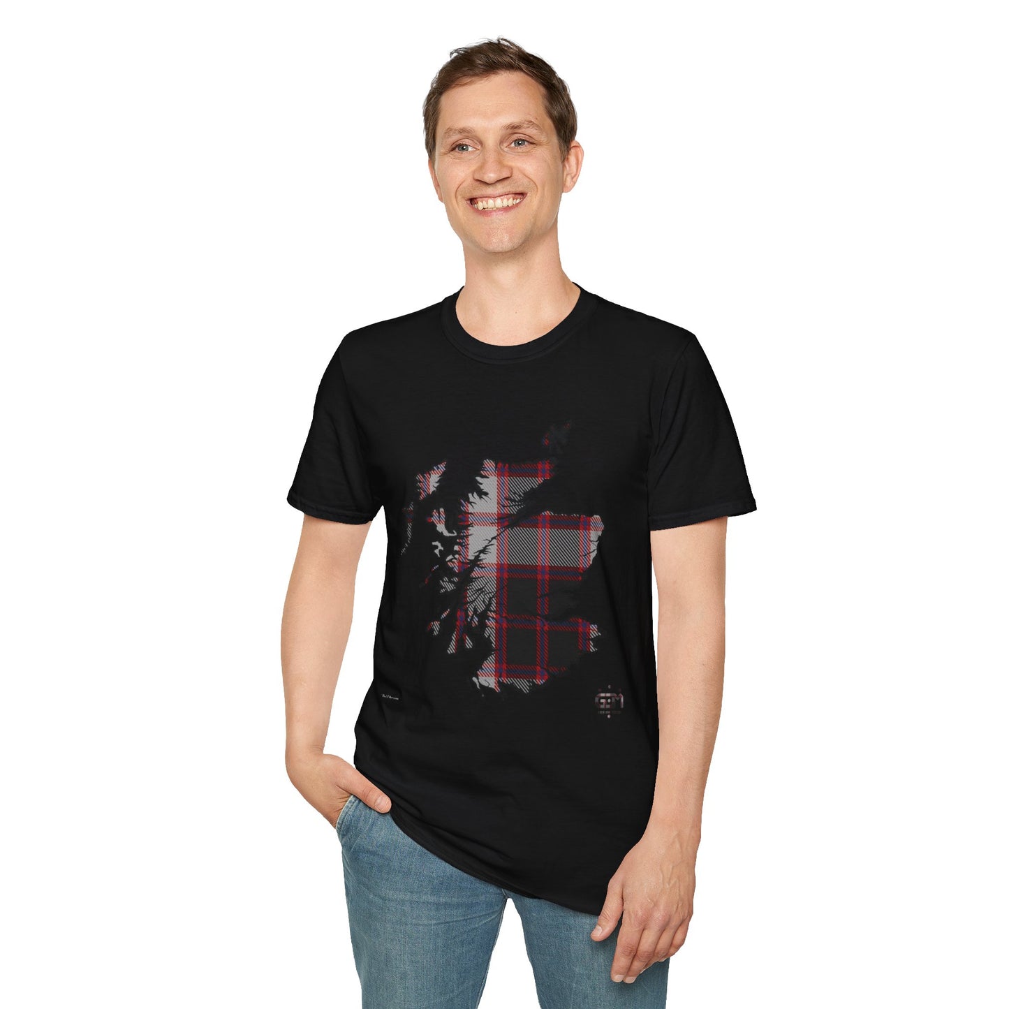 Tartan Scotland Map Softstyle Unisex T-Shirt - MacPherson Tartan Tee