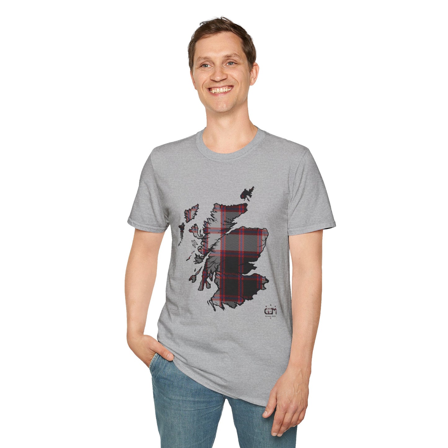 Tartan Scotland Map Softstyle Unisex T-Shirt - MacPherson Tartan Tee