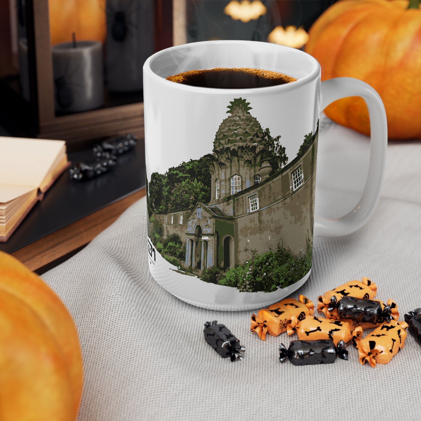 كوب Dunmore Pineapple Art، كوب قهوة، كوب شاي، اسكتلندا، أبيض