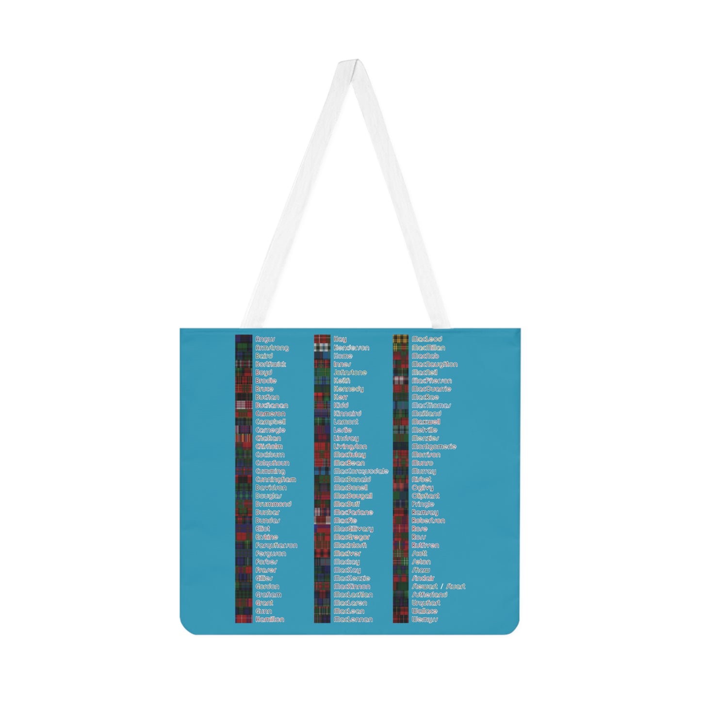 Scotland Map of Clans Tartan Shoulder Tote Bag, Turquoise