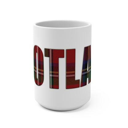 Scotland Lettering Tartan Mug 15oz, Stewart Royal Tartan