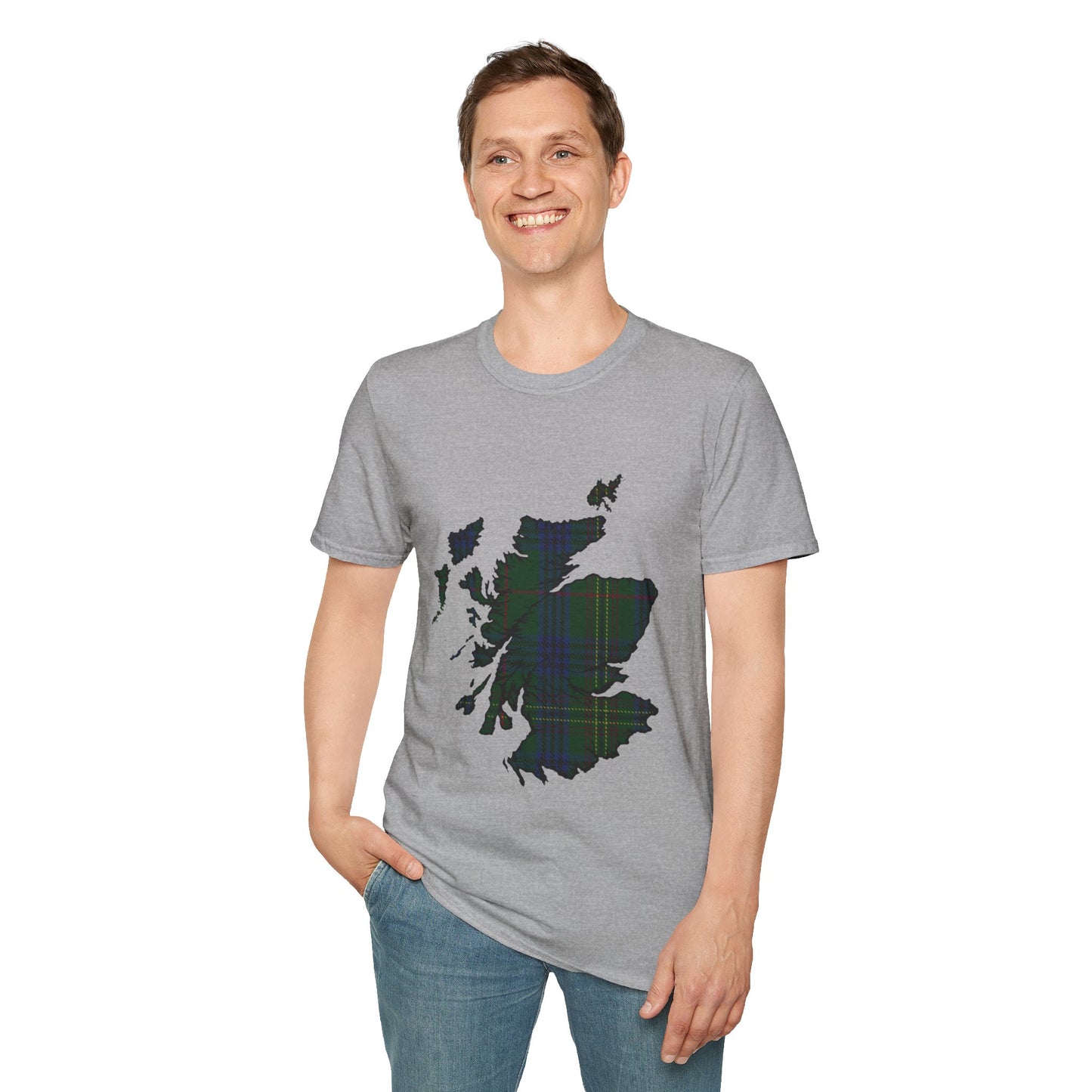 Scotland Tartan Map Softstyle Unisex T-Shirt - Kennedy Tartan Tee