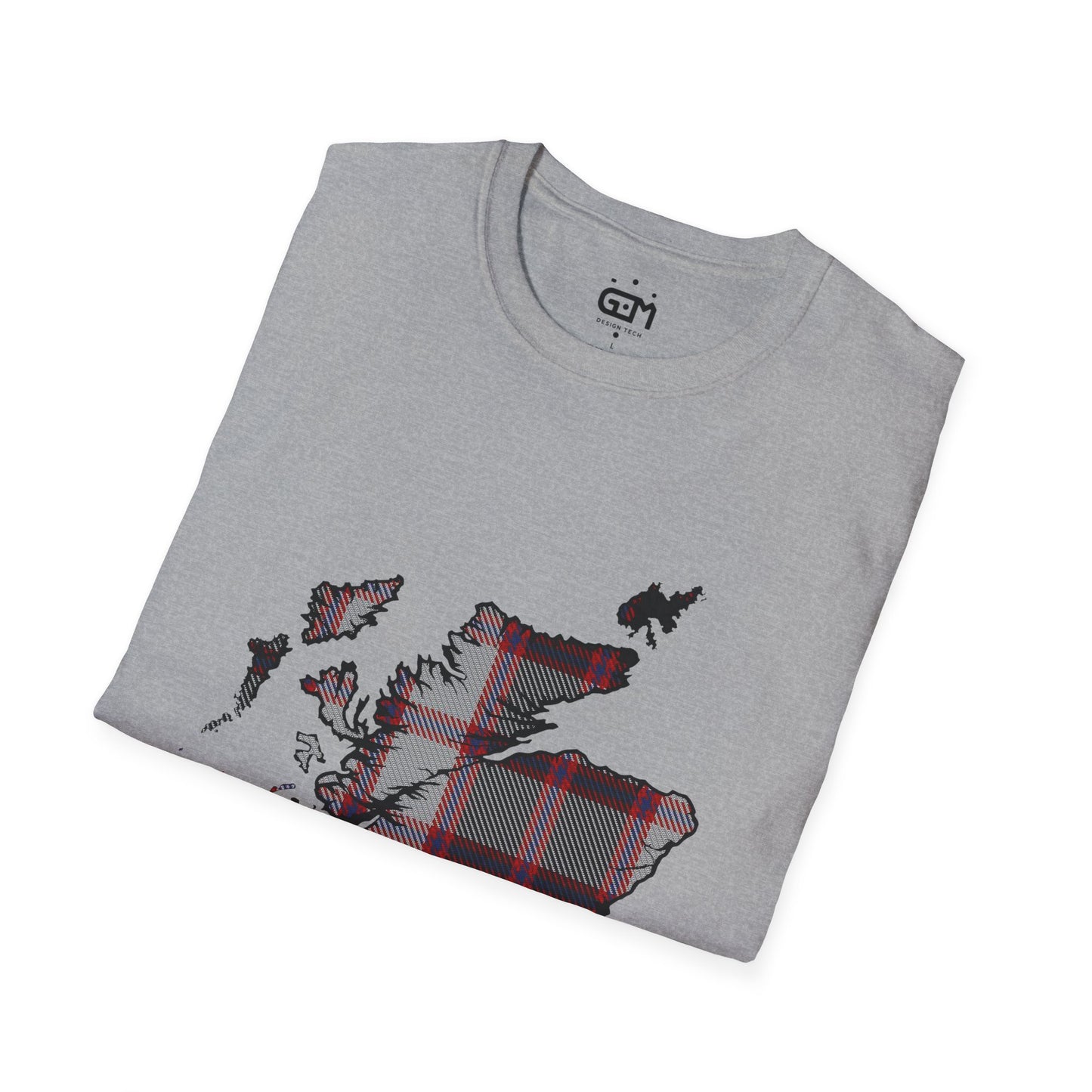 Scotland Tartan Map Softstyle Unisex T-Shirt - MacPherson Tartan Tee