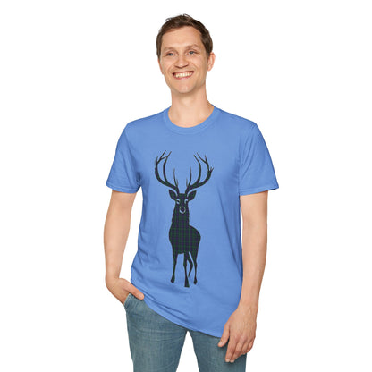 Tartan Stag Softstyle T-Shirt - Argyle Tartan, Unisex Tee, Scottish Scenery, Various Colours