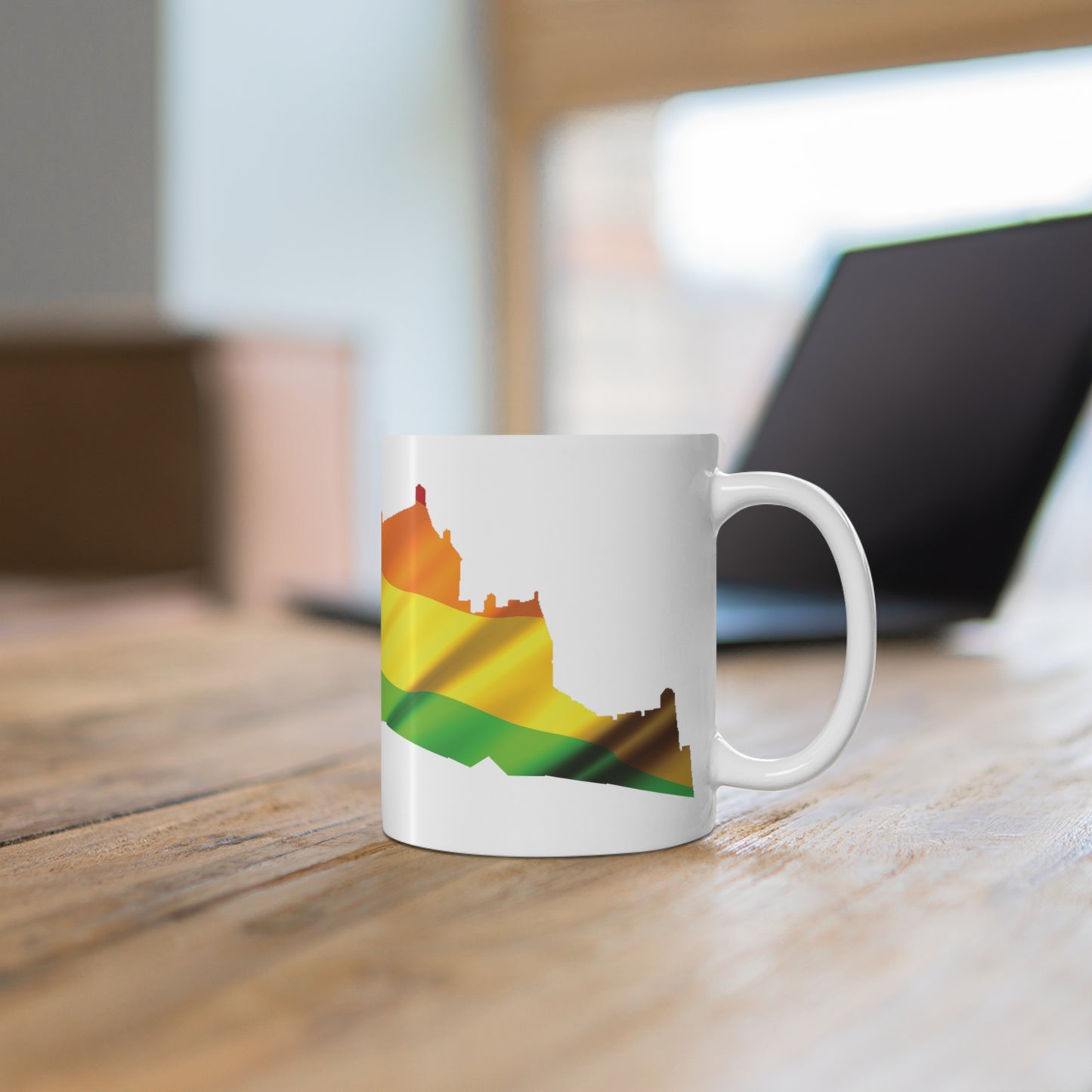 Edinburgh Castle Pride Flag Art Mug, White