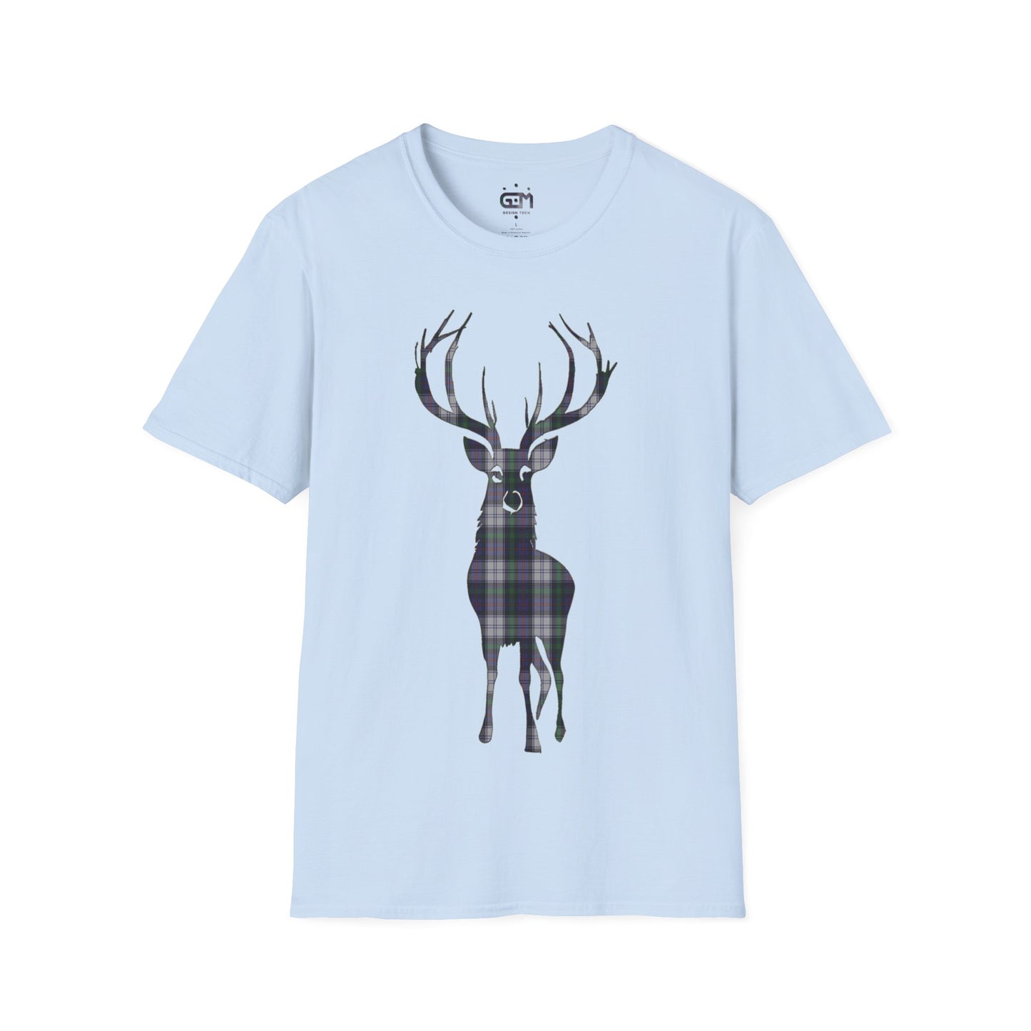 Tartan Stag Softstyle T-Shirt - Argyle Dress Tartan, Unisex Tee, Scottish Scenery, Various Colours