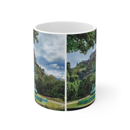 Ross Fountain & Edinburgh Castle Photo Mug, Coffee Cup, Tea Cup, Scotland, White