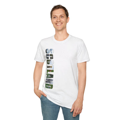 Scotland Photo Lettering Softstyle Unisex T-Shirt, Scottish Landmark Shirt