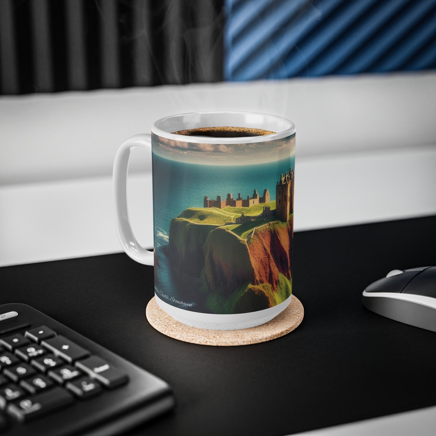 Dunnottar Castle Mug - Stonehaven, Coffee Cup, Tea Cup, Scotland, White