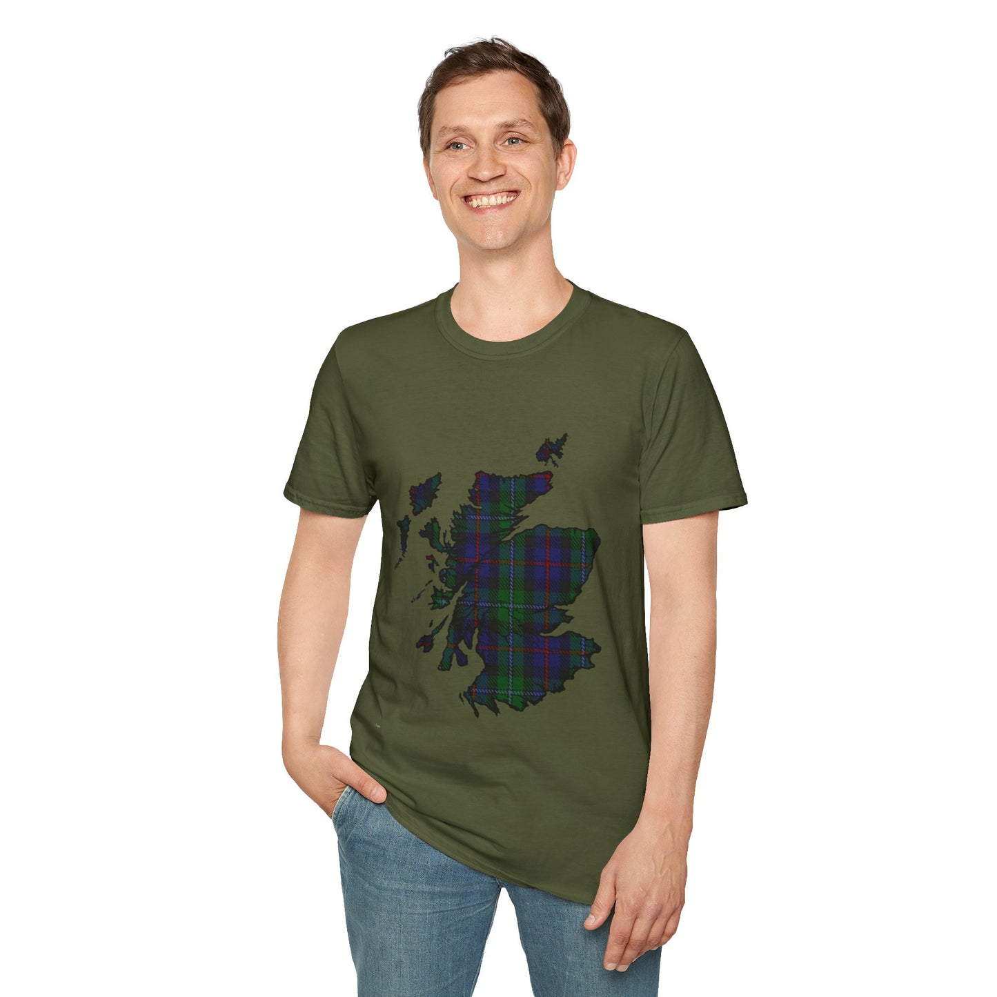 Scotland Tartan Map Softstyle Unisex T-Shirt - Argyle Tartan Tee