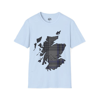 Scotland Tartan Map Softstyle Unisex T-Shirt, Hood Tartan, Various Colours