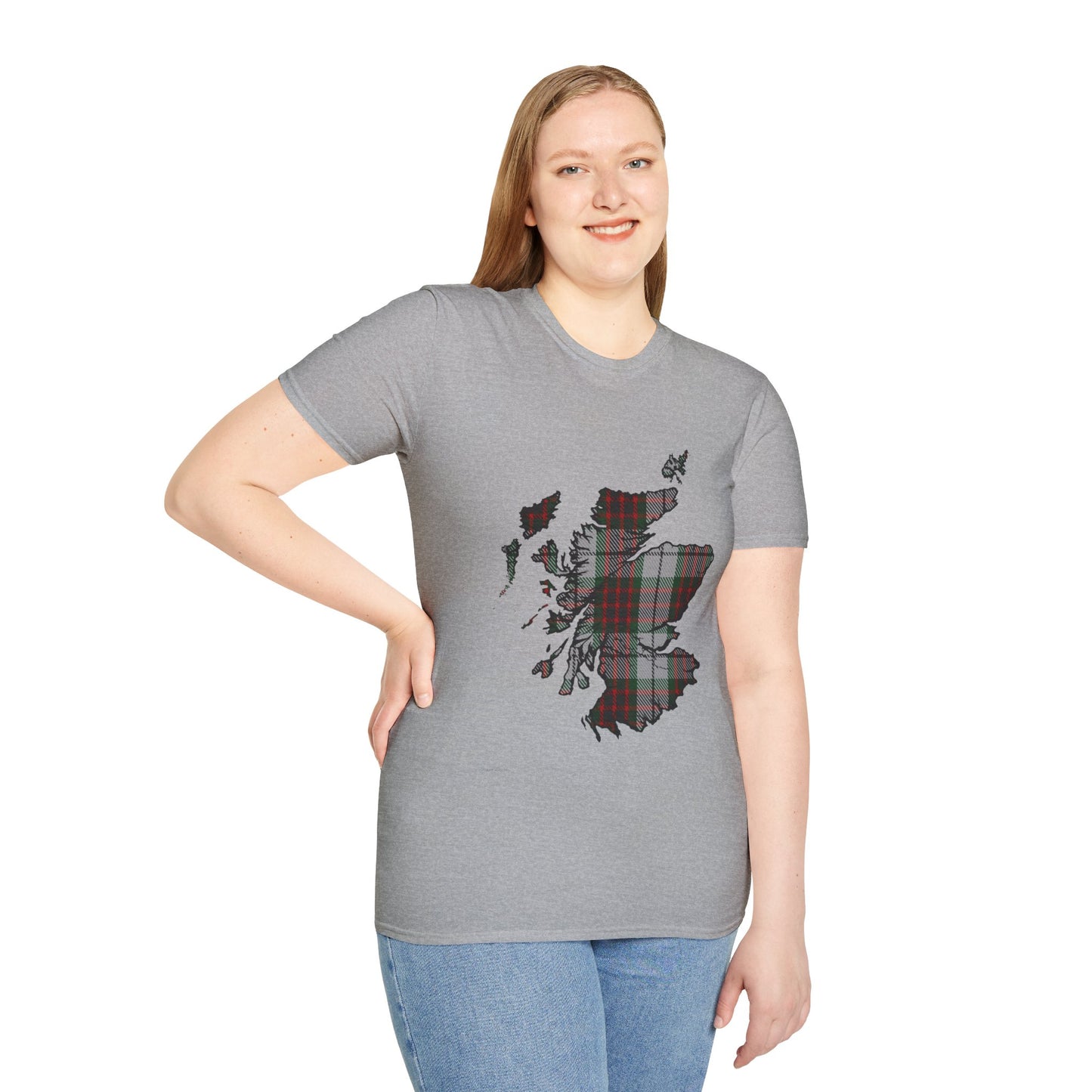 Scotland Tartan Map Softstyle Unisex T-Shirt - Fraser Dress Tartan Tee