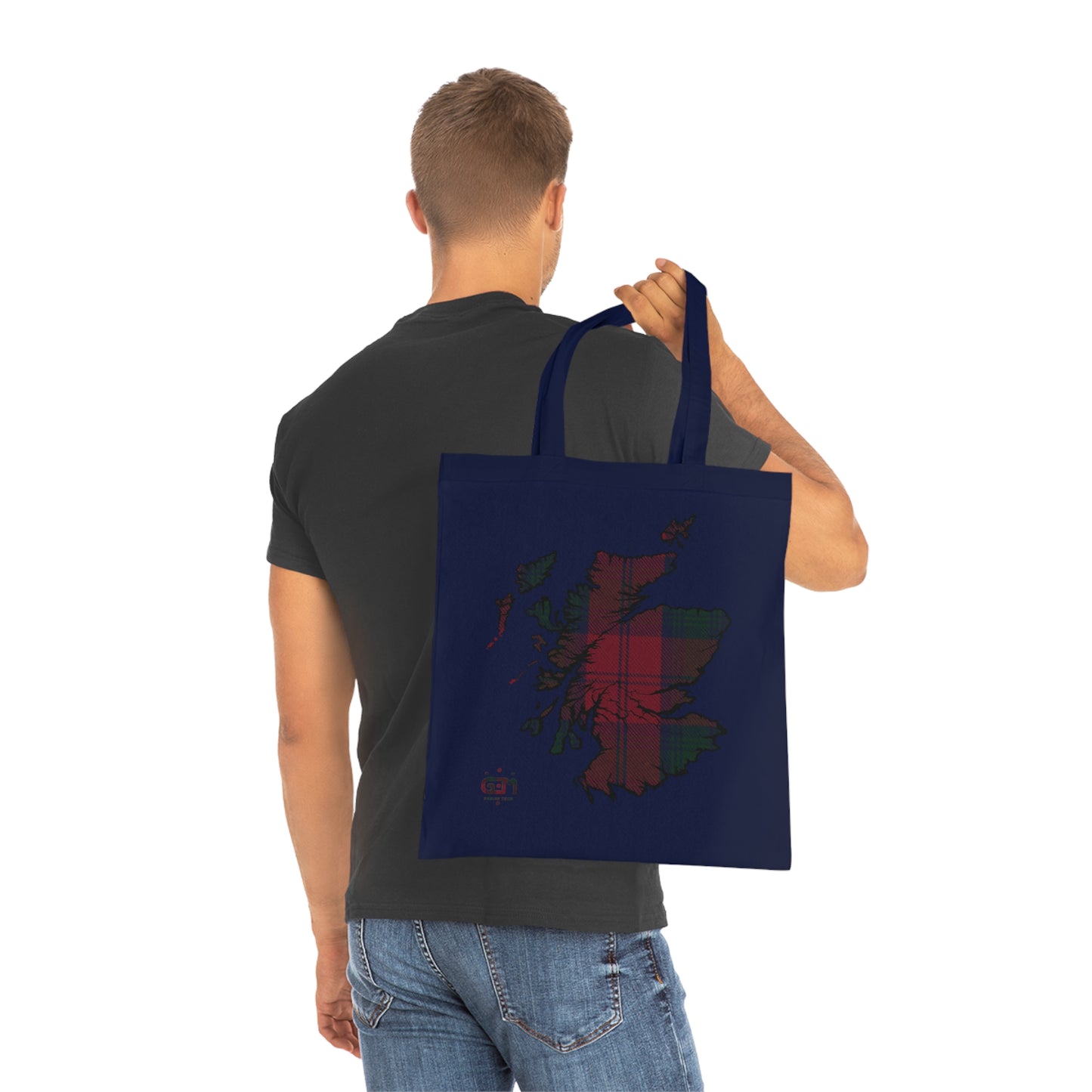 Reversible Scotland Tartan Map Cotton Tote Bag - Lindsay Tartan