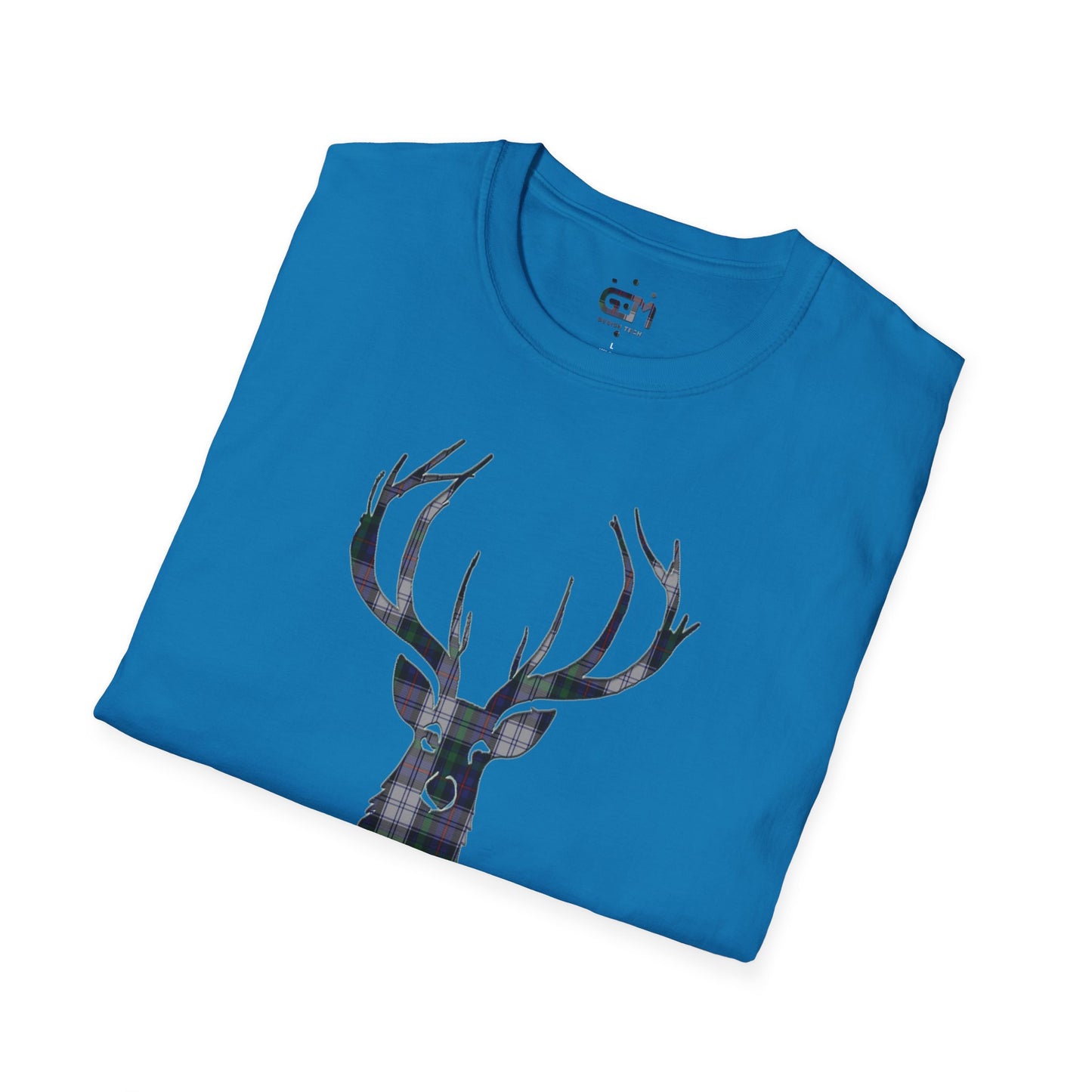 Tartan Stag Softstyle T-Shirt - Argyle Dress Tartan, Unisex Tee, Scottish Scenery, Various Colours