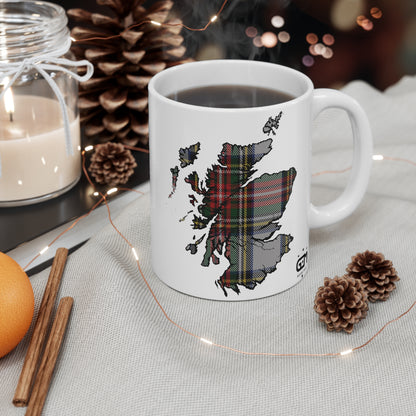 Scotland Map Mug 11oz, Stewart Dress Tartan