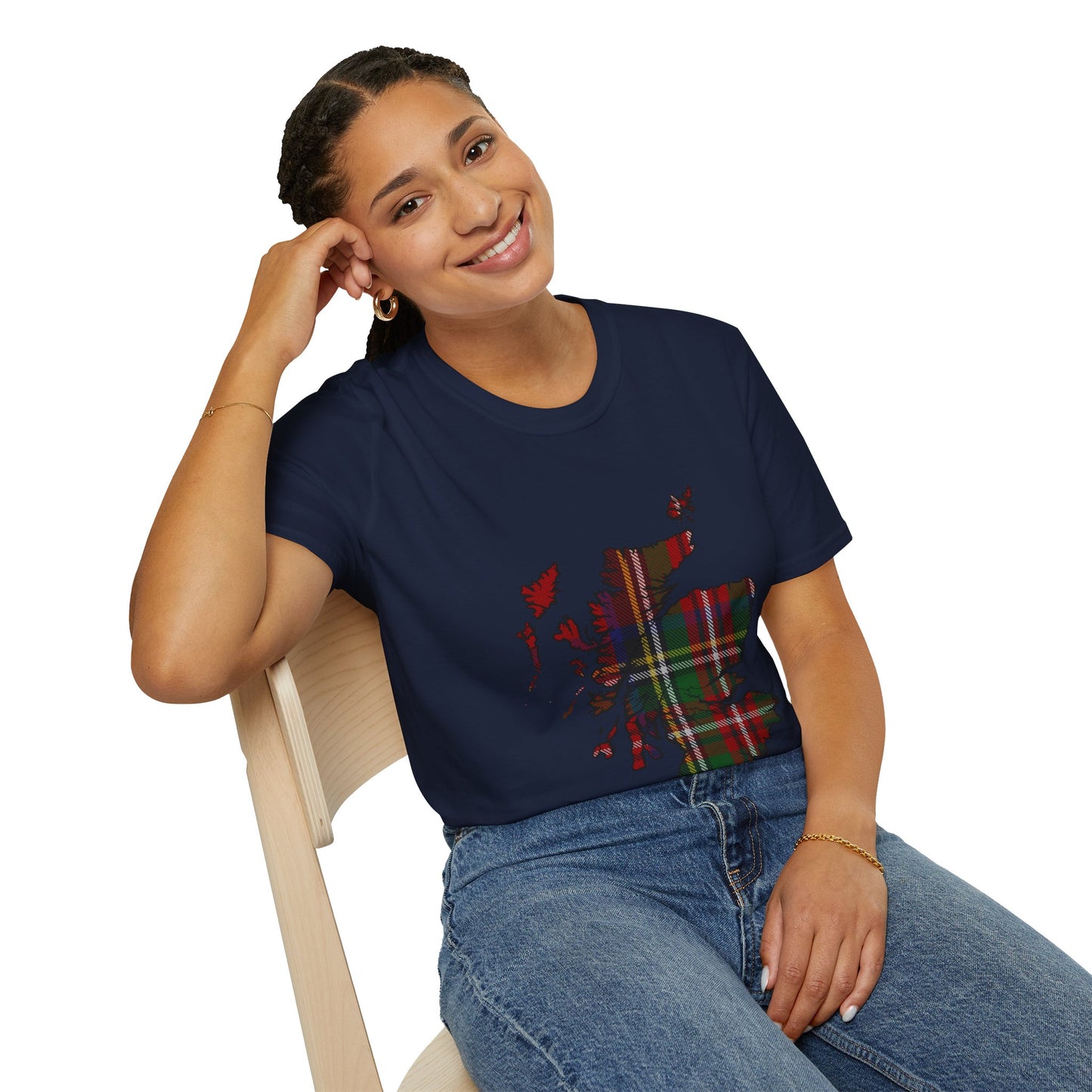 Scotland Tartan Map Softstyle Unisex T-Shirt - Stewart Royal Tartan Tee