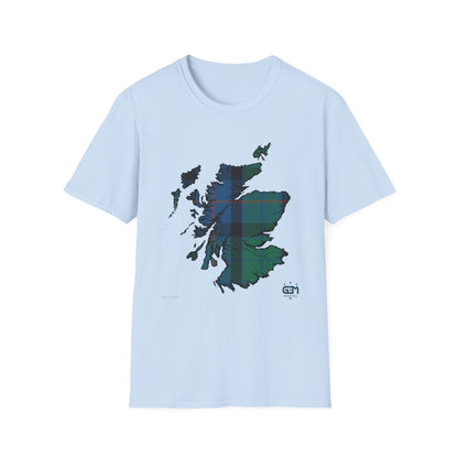 Tartan Scotland Map Softstyle T-Shirt unisexe - Fleur d’Écosse Tartan Tee 