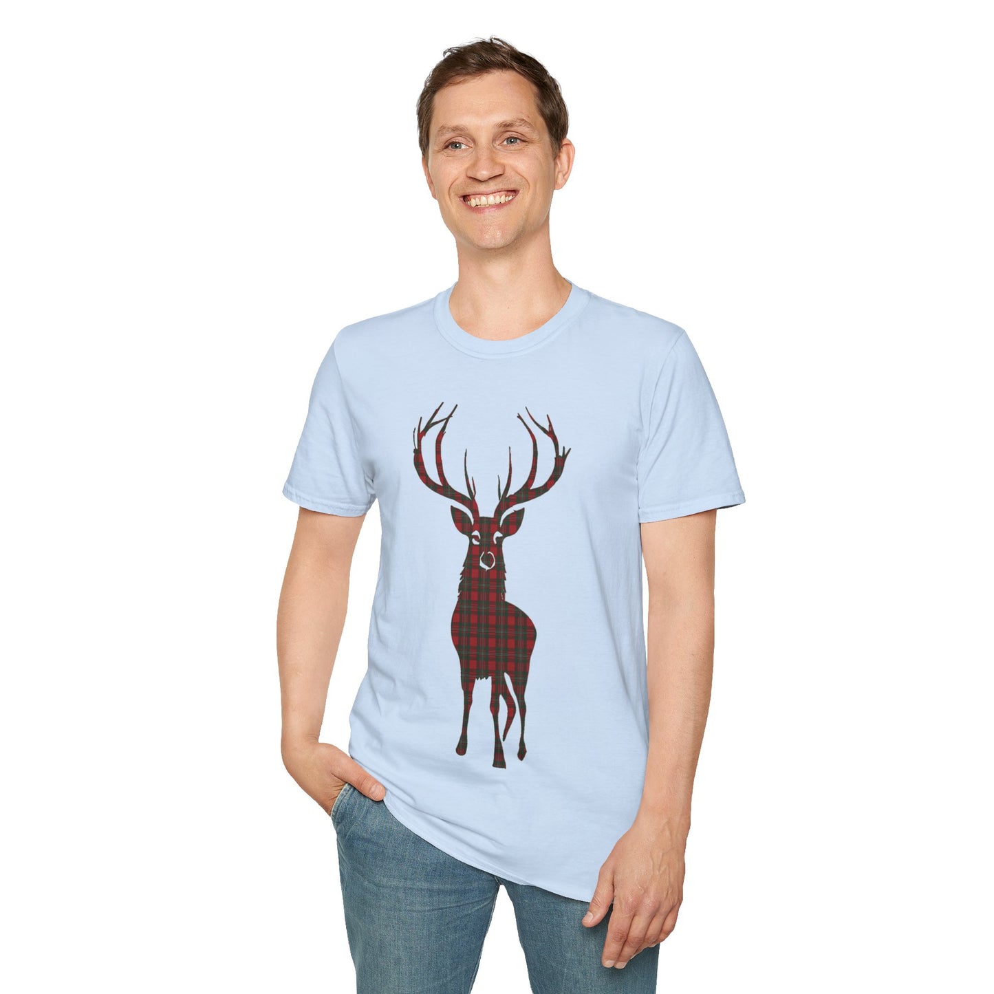 Tartan Stag Softstyle T-Shirt - MacGregor Tartan, Unisex Tee, Scottish Scenery, Various Colours