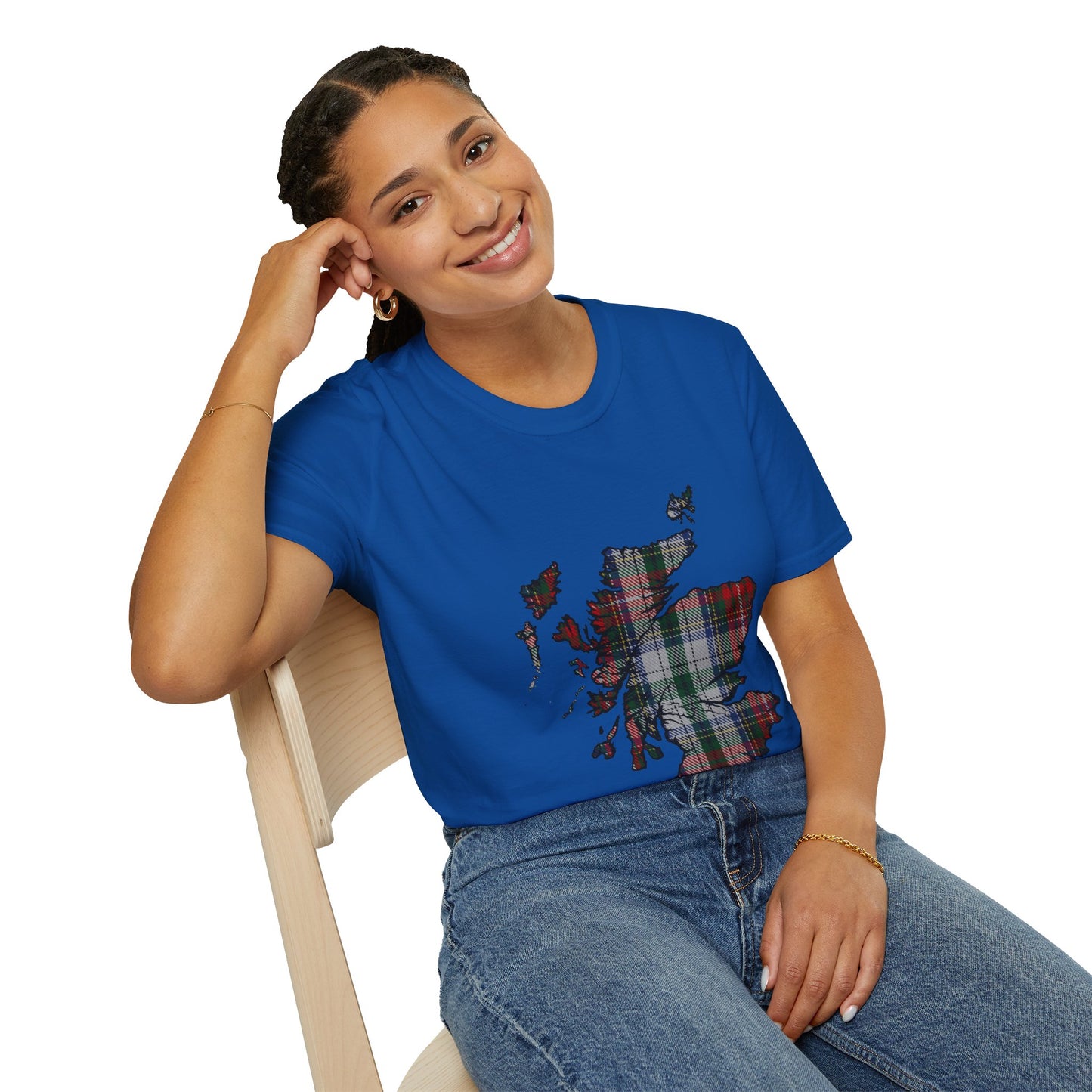 Scotland Tartan Map Softstyle Unisex T-Shirt - Stewart Tartan Tee